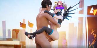  3D守望先锋天使化身性感救生员×狂野女牛仔 双角色高潮盛宴 